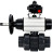 Кран шаровой BV4242E-FP-GRM-ISO Дн20 Ру10 полнопроходной, корпус - НПВХ, шар - НПВХ, уплотнение - EPDM, с пневмоприводом PA-DA-105-1, пневмораспределителем 4M310-08 AC220V и БКВ APL-410N EX в Омске