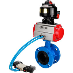 Затвор дисковый поворотный WBV1313E-2W-F-H Ду150 Ру16, корпус - чугун GGG40, диск - чугун GGG40, уплотнение - EPDM, с пневмоприводом PA-DA-130, пневмораспределителем 4M320-10 AC220V и БКВ APL-510N EX