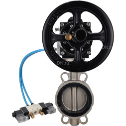Затвор дисковый поворотный WBV3232N-2W-Fb-H Ду150 Ру16, корпус - нержавеющая сталь 316L, диск - нержавеющая сталь 316L, уплотнение - NBR, с пневмоприводом PA-DA-105-1 двойного действия, с пневмораспределителем 4V320-10 AC220V