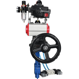 Затвор дисковый поворотный WBV1413E-2W-Fb-H Ду125 Ру16, корпус - чугун GGG50, диск - чугун GGG40, уплотнение - EPDM, с пневмоприводом PA-DA-105, пневмораспределителем 4V320-10 AC220V, БКВ APL-410N EX, ручным дублером MON2-450-T28-ISO и БПВ AFC2000