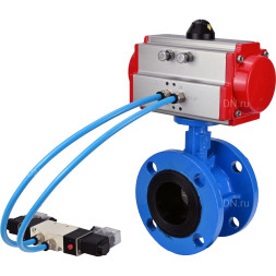 Затвор дисковый поворотный WBV1313E-2W-F-H Ду65 Ру16 фланцевый, корпус - чугун GGG40, диск - чугун GGG40, уплотнение - EPDM, с пневмоприводом PA-DA-105 и пневмораспределителем 4V320-10 AC220V