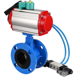 Затвор дисковый поворотный WBV1313E-2W-F-H Ду65 Ру16 фланцевый, корпус - чугун GGG40, диск - чугун GGG40, уплотнение - EPDM, с пневмоприводом PA-DA-105, пневмораспределителем 4V320-10 AC220V и магнитным переключателем ALS200D