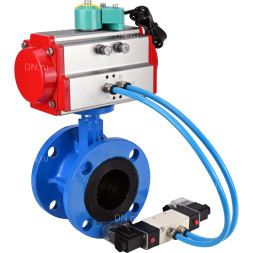 Затвор дисковый поворотный WBV1313E-2W-F-H Ду65 Ру16 фланцевый, корпус - чугун GGG40, диск - чугун GGG40, уплотнение - EPDM, с пневмоприводом PA-DA-105, пневмораспределителем 4V320-10 AC220V и магнитным переключателем ALS200D