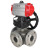 Кран шаровой BV3232P(4pc)-FP-3WL-F Ду15 Ру16 полнопроходной трехходовой, фланцевый, корпус - нержавеющая сталь SS316, с пневмоприводом PA-DA-052 двойного действия и ручным дублером MON1-250-T26-ISO в Омске