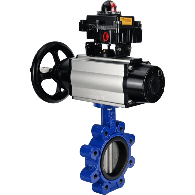 Затвор дисковый поворотный WBV1631E-2W-Fb-H Ду125 Ру16 LUG корпус - чугун QT450, диск - нержавеющая сталь 304, уплотнение - EPDM, с пневмоприводом PA-DA-105-1 и БКВ APL-410N EX в Омске