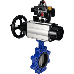 Затвор дисковый поворотный WBV1631E-2W-Fb-H Ду125 Ру16 LUG корпус - чугун QT450, диск - нержавеющая сталь 304, уплотнение - EPDM, с пневмоприводом PA-DA-105-1, пневмораспределителем 4M310-08 DC24V и БКВ APL-410N EX