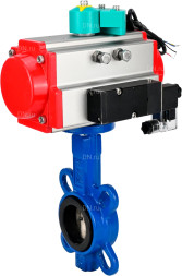 Затвор дисковый поворотный WBV1413E-2W-Fb-H Ду150 Ру16 корпус - чугун GGG50, диск - чугун GGG40, уплотнение - EPDM, с пневмоприводом PA-DA-105, пневмораспределителем 4M310-08 AC220V и магнитным переключателем ALS200D
