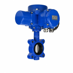 Затвор дисковый поворотный WBV1631E-2W-Fb-H Ду150 Ру16 LUG межфланцевый, корпус - чугун QT450, диск - нержавеющая сталь AISI 304, уплотнение - EPDM, с электроприводом QT-N-020M-O2-220VAC-У1 с моментной муфтой и штурвалом