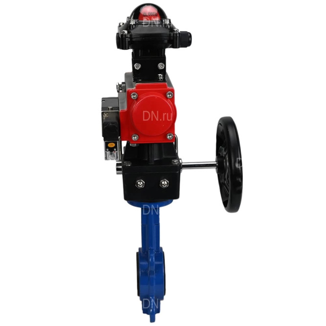 Затвор дисковый поворотный WBV1432E-2W-Fb-H Ду40 Ру16, корпус - чугун GGG50, диск - нержавеющая сталь 316L, уплотнение - EPDM, с пневмоприводом PA-DA-052, пневмораспределителем 4M310-08 AC220V, БКВ APL-210N, ручным дублером MON1-250-T26-ISO в Омске