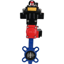 Затвор дисковый поворотный WBV1432E-2W-Fb-H Ду125 Ру16, корпус - чугун GGG50, диск - нержавеющая сталь 316L, уплотнение - EPDM, с пневмоприводом PA-DA-083, пневмораспределителем 4M310-08 AC220V, БКВ APL-410N EX, БПВ AFC2000