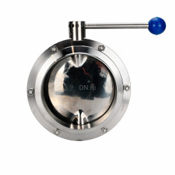 Затвор дисковый поворотный WBV3131E-2W-W-H Ду150 Ру10, пищевая нержавеющая сталь 304, уплотнение - EPDM, под приварку, с рукояткой