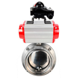 Затвор дисковый поворотный WBV3131S-2W-T-H Ду20 Ру10 резьбовой, пищевая нержавеющая сталь 304, уплотнение – Silicon, с пневмоприводом PA-DA-052 и БКВ APL-210N