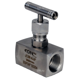 Клапан игольчатый VN3131M-T-Ht 1/4″ Ду8 Ру400 резьбовой, корпус - нержавеющая сталь 304, уплотнение - металл, с Т-образной рукояткой