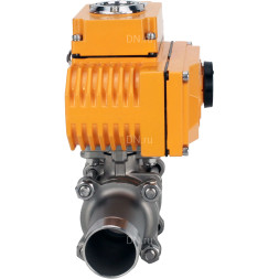 Кран шаровой BV3131P(3pc)-FP-W-ISO-H LONG Ду150 Ру16 полнопроходной, корпус - нержавеющая сталь 304, уплотнение - PTFE, под приварку, с электроприводом QT-N-040EM-O1-220VAC-У1