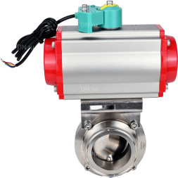 Затвор дисковый поворотный кламповый WBV3131E-2W-C-H Ду65 Ру10 корпус - пищевая нержавеющая сталь 304, уплотнение - EPDM, с пневмоприводом PA-DA-052 и магнитным переключателем ALS200D