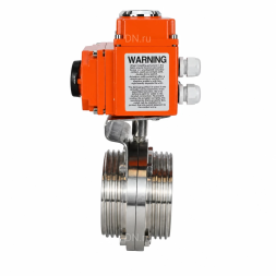 Затвор дисковый поворотный WBV3131E-2W-T-H Ду15 Ру10 резьбовой, корпус - пищевая нержавеющая сталь 304, уплотнение - EPDM, с электроприводом QT-N-003EM-O1-24VDC-У1 HARK
