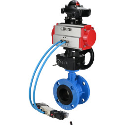 Затвор дисковый поворотный WBV1313E-2W-F-H Ду125 Ру16 фланцевый, корпус - чугун GGG40, диск - чугун GGG40, EPDM, с пневмоприводом PA-DA-130, пневмораспределителем 4V320-08 AC220V, БКВ APL-210N и дублером MON1-250-T26-ISO