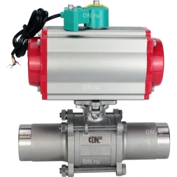 Кран шаровой BV3131P(3pc)-FP-W-ISO-H LONG Ду15 Ру63 полнопроходной, корпус - нержавеющая сталь 304, уплотнение - PTFE, под приварку, с пневмоприводом PA-DA-052 и магнитным переключателем ALS200D
