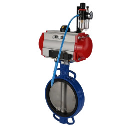 Затвор дисковый поворотный WBV1413E-2W-Fb-H Ду200 Ру16, корпус - чугун GGG50, диск - чугун GGG40, уплотнение - EPDM, с пневмоприводом PA-DA-130 двойного действия, пневмораспределителем 4M310-08 AC220V, БПВ AFC2000