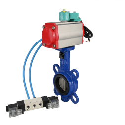 Затвор дисковый поворотный WBV1132N-2W-Fb-H Ду40 Ру16 корпус - чугун GG25, диск - нержавеющая сталь 316L, уплотнение - NBR, с пневмоприводом PA-SA-083, пневмораспределителем 4V320-08 AC220V и магнитным переключателем ALS200D