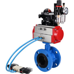 Затвор дисковый поворотный WBV1313E-2W-F-H Ду65 Ру16 фланцевый, корпус - чугун GGG40, диск - чугун GGG40, EPDM, с пневмоприводом PA-DA-105, пневмораспределителем 4V320-10 AC220V, БКВ APL-210N и БПВ AFC2000