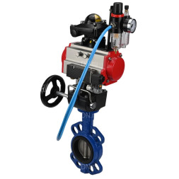 Затвор дисковый поворотный WBV1432E-2W-Fb-H Ду150 Ру16, корпус - чугун GGG50, диск - нержавеющая сталь 316L, EPDM, с пневмоприводом PA-DA-105, пневмораспределителем 4M310-08 AC220V, БКВ APL-210N, ручным дублером MON3-700-T38-ISO, БПВ AFC2000