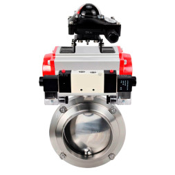 Затвор дисковый поворотный WBV3131S-2W-W-H Ду65 Ру10 под приварку, пищевая нержавеющая сталь 304, уплотнение – Silicon, с пневмоприводом PA-SA-083, пневмораспределителем 4V320-10 AC220V и БКВ APL-210N