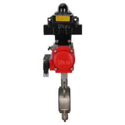 Затвор дисковый поворотный WBV3232V-2W-Fb-H Ду250 Ру16, корпус - нержавеющая сталь 316L, диск - нержавеющая сталь 316L, уплотнение - Viton, с пневмоприводом PA-DA-140 двойного действия, с пневмораспределителем 4V320-08 AC220V, с БКВ APL-410N EX