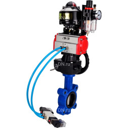 Затвор дисковый поворотный WBV1631E-2W-Fb-H Ду150 Ру16 LUG, корпус - чугун, диск - сталь 304, уплотнение - EPDM, с пневмоприводом PA-DA-105, пневмораспределителем 4M320-10 AC220V, ручным дублером MON3-700-T38-ISO, БКВ APL-510N EX и БПВ AFC2000