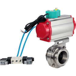 Затвор дисковый поворотный кламповый WBV3131S-2W-C-H Ду20 Ру10 корпус - пищевая нержавеющая сталь 304, уплотнение - Silicon, с пневмоприводом PA-DA-052, пневмораспределителем 4V320-08 AC220V и магнитным переключателем ALS200D