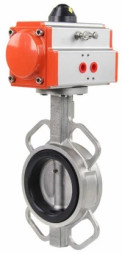 Затвор дисковый поворотный WBV3232V-2W-Fb-H Ду300 Ру16, корпус - нержавеющая сталь, диск - нержавеющая сталь, уплотнение - VITON, с пневмоприводом PA-SA-210 с возвратными пружинами