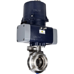 Затвор дисковый поворотный WBV3131S-2W-T-H Ду25 Ру10 резьбовой, корпус - пищевая нерж. сталь AISI 304, диск - нерж. сталь AISI 304, уплотнение - Silicon, с электроприводом четвертьоборотным QTSA-N-003EM-O0-220VAC с пружинным возвратом