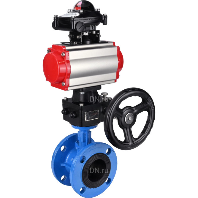 Затвор дисковый поворотный WBV1313E-2W-F-H Ду200 Ру16 фланцевый, корпус - чугун GGG40, диск - чугун GGG40, уплотнение - EPDM, с пневмоприводом PA-DA-140, БКВ APL-210N и ручным дублером MON2-450-T28-ISO в Омске