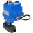 Кран шаровой BV4242E-FP-GRM-ISO Дн25 Ру10 полнопроходной, клеевой с разборным муфтовым соединением, корпус - НПВХ, шар - НПВХ, уплотнение - EPDM, с электроприводом QT-N-003EM-O1-12VDC-У1 blue в Омске