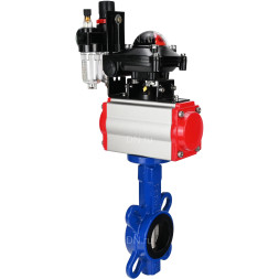 Затвор дисковый поворотный WBV1432N-2W-Fb-H Ду40 Ру16, корпус - чугун GGG50, диск - нержавеющая сталь 316L, уплотнение - NBR, с пневмоприводом PA-SA-083, пневмораспределителем 4M310-08 AC220V, БКВ APL-210N, БПВ AFC2000