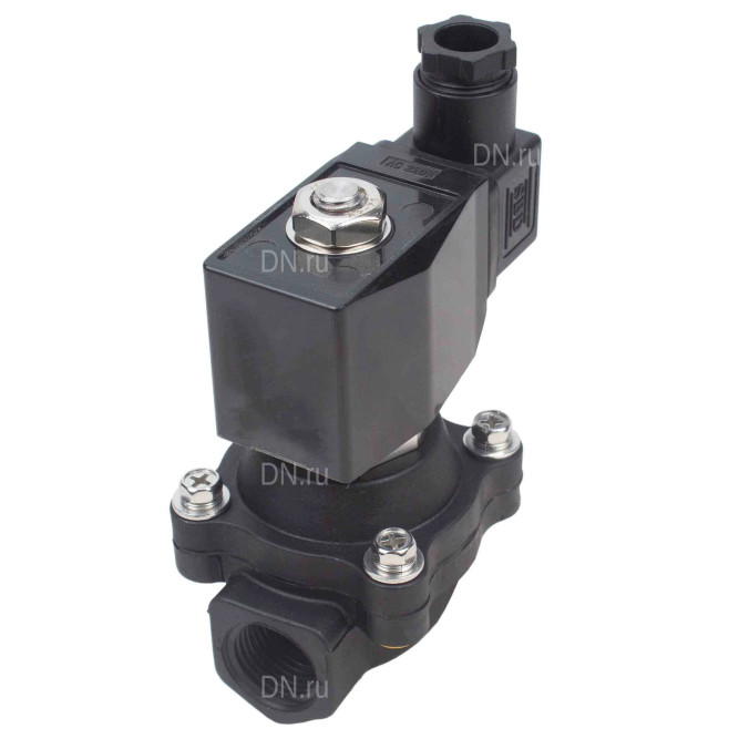 Клапан электромагнитный VS541-NT-NC-24VAC 1/2″ Ду15 Ру6 соленоидный двухходовой, резьбовой, корпус - полиамид PA66, уплотнение - NBR, нормально-закрытый, прямого действия, катушка - 24В AC в Омске