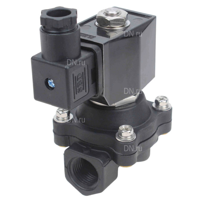 Клапан электромагнитный VS541-NT-NC-24VAC 1/2″ Ду15 Ру6 соленоидный двухходовой, резьбовой, корпус - полиамид PA66, уплотнение - NBR, нормально-закрытый, прямого действия, катушка - 24В AC в Омске
