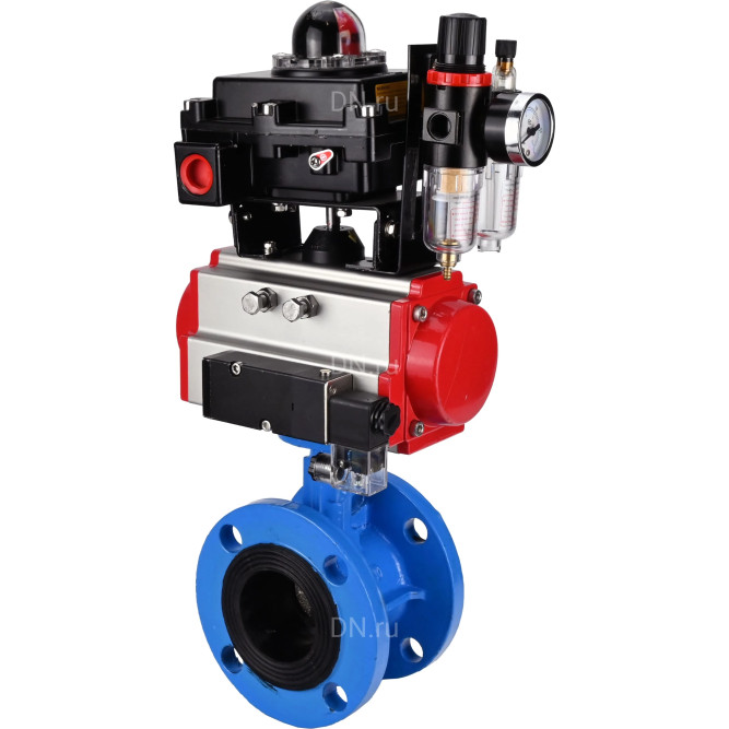 Затвор дисковый поворотный WBV1313E-2W-F-H Ду200 Ру16 фланцевый, корпус - чугун GGG40, диск - чугун GGG40, EPDM, с пневмоприводом PA-DA-140, пневмораспределителем 4M310-08 DC24V, БКВ APL-410N EX и БПВ AFC2000 в Омске