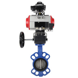 Затвор дисковый поворотный WBV1432E-2W-Fb-H Ду125 Ру16, корпус - чугун GGG50, диск - нержавеющая сталь 316L, уплотнение - EPDM, с пневмоприводом PA-DA-083, пневмораспределителем 4M310-08 AC220V, БКВ APL-210N, ручным дублером MON2-450-T28-ISO