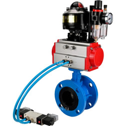 Затвор дисковый поворотный WBV1313E-2W-F-H Ду150 Ру16, корпус - чугун GGG40, диск - чугун GGG40, уплотнение - EPDM, с пневмоприводом PA-DA-130, пневмораспределителем 4M320-10 AC220V, БКВ APL-510N EX и БПВ AFC2000