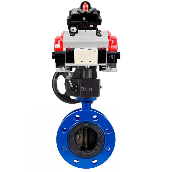 Затвор дисковый поворотный WBV1331E-2W-F-H Ду200 Ру16, корпус - чугун GGG40, диск - нерж. сталь 304, уплотнение - EPDM, с пневмоприводом PA-DA-140, пневмораспределителем 4M320-08 AC220V, ручным дублером MON4-1200-T54-ISO и БКВ APL-410N EX в Омске