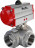 Кран шаровой BV3232P(4pc)-SP-3WL-T-ISO-H Ду65 Ру40 стандартнопроходной L-тип, трехходовой, нержавеющая сталь SS316, внутренняя резьба, уплотнение - PTFE, с пневмоприводом PA-SA-105 с возвратными пружинами в Омске