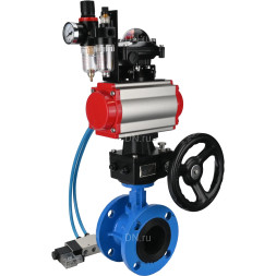 Затвор дисковый поворотный WBV1313E-2W-F-H Ду150 Ру16 фланцевый, корпус - чугун GGG40, диск - чугун GGG40, EPDM, с пневмоприводом PA-DA-130, пневмораспределителем 4V320-10 AC220V, БКВ APL-210N, ручным дублером MON1-250-T26-ISO и БПВ AFC2000