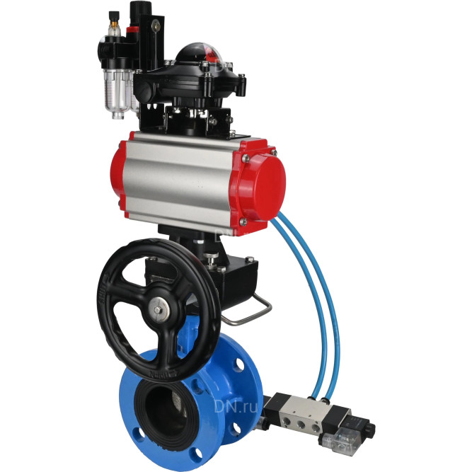 Затвор дисковый поворотный WBV1313E-2W-F-H Ду150 Ру16 фланцевый, корпус - чугун GGG40, диск - чугун GGG40, EPDM, с пневмоприводом PA-DA-130, пневмораспределителем 4V320-10 AC220V, БКВ APL-210N, ручным дублером MON1-250-T26-ISO и БПВ AFC2000 в Омске
