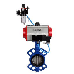 Затвор дисковый поворотный WBV1413E-2W-Fb-H Ду125 Ру16, корпус - чугун GGG50, диск - чугун GGG40, уплотнение - EPDM, с пневмоприводом PA-SA-130 с возвратными пружинами, пневмораспределителем 4M310-08 AC220V, БПВ AFC2000