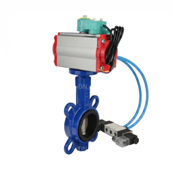 Затвор дисковый поворотный WBV1132N-2W-Fb-H Ду50 Ру16 корпус - чугун GG25, диск - нержавеющая сталь 316L, уплотнение - NBR, с пневмоприводом PA-SA-083, пневмораспределителем 4V320-10 AC220V и магнитным переключателем ALS200D