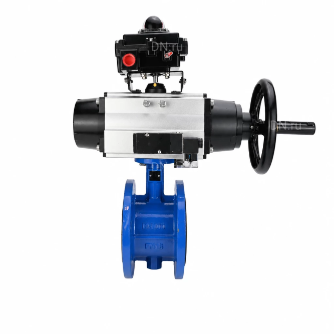 Затвор дисковый поворотный WBV1331E-2W-F-H Ду50 Ру16 фланцевый, корпус - чугун GGG40, диск - нержавеющая сталь 304, уплотнение - EPDM, с пневмоприводом PA-DA-105-1, 4M310-08 AC220V и APL-410N EX в Омске
