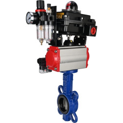 Затвор дисковый поворотный WBV1432E-2W-Fb-H Ду50 Ру16, корпус - чугун GGG50, диск - нержавеющая сталь 316L, уплотнение - EPDM, с пневмоприводом PA-DA-065, пневмораспределителем 4M310-08 DC24V, БКВ APL-410N EX, БПВ AFC2000