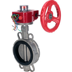 Затвор дисковый поворотный WBV3232N-2W-Fb-H Ду125 Ру16, корпус - нержавеющая сталь 316L, диск - нержавеющая сталь 316L, уплотнение - NBR, с редуктором HGBF RQN2-320Z с индикатором положения и датчиком обратной связи
