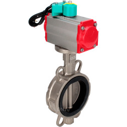 Затвор дисковый поворотный WBV3232N-2W-Fb-H Ду100 Ру16 корпус - нержавеющая сталь 316L, диск - нержавеющая сталь 316L, уплотнение - NBR, с пневмоприводом PA-DA-105 и магнитным переключателем ALS200D